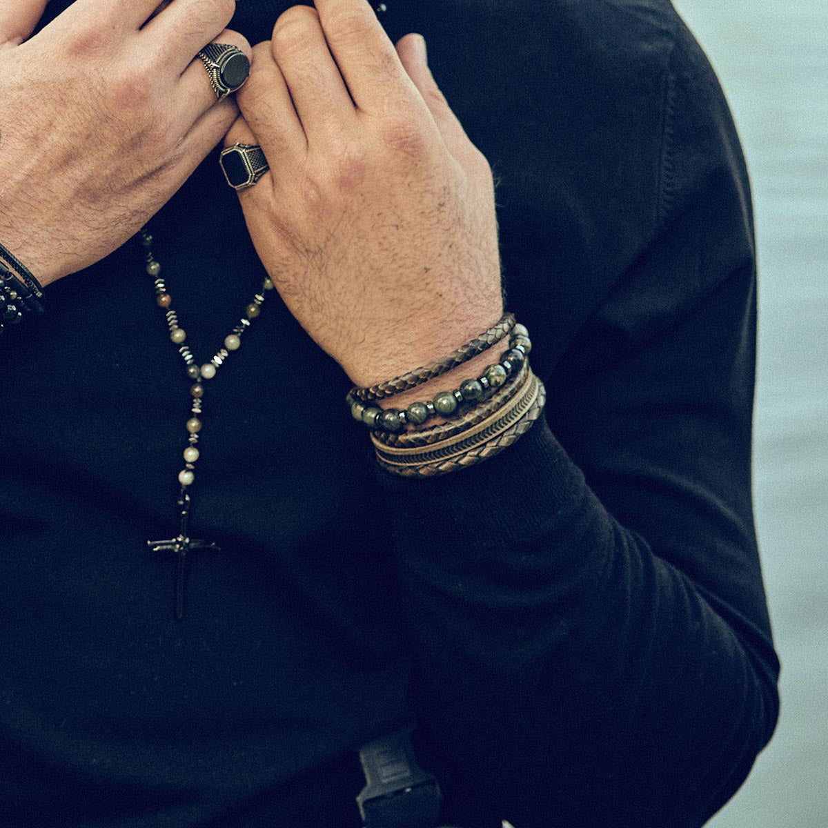 Handmade Bracelet For Men with Cat’s Eye