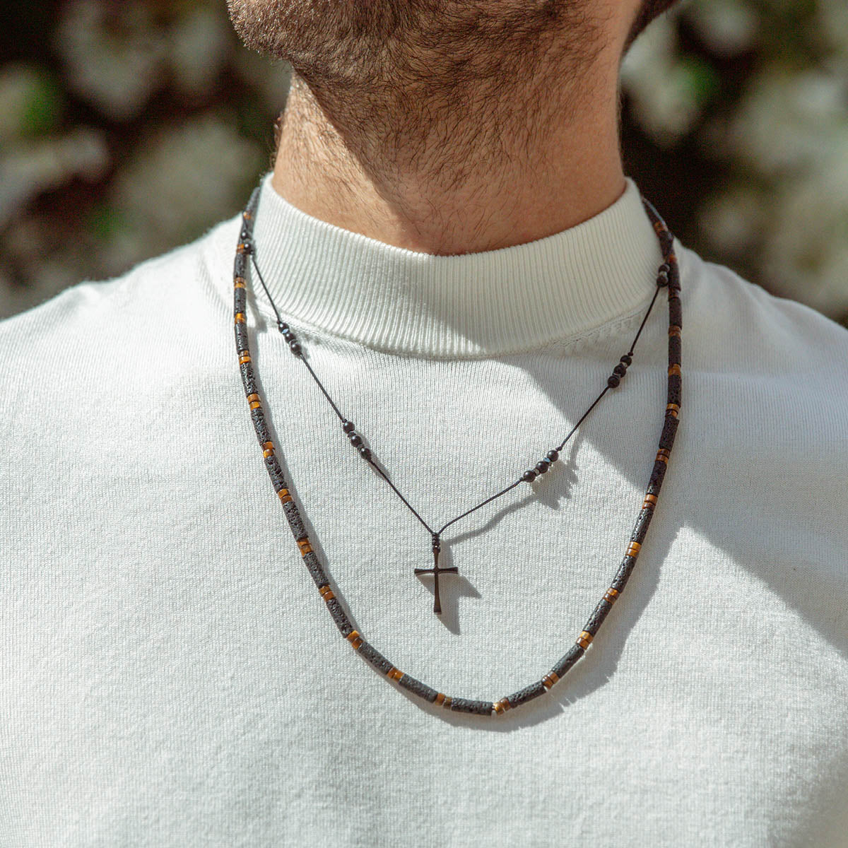 Handmade Necklace for Men with Lava