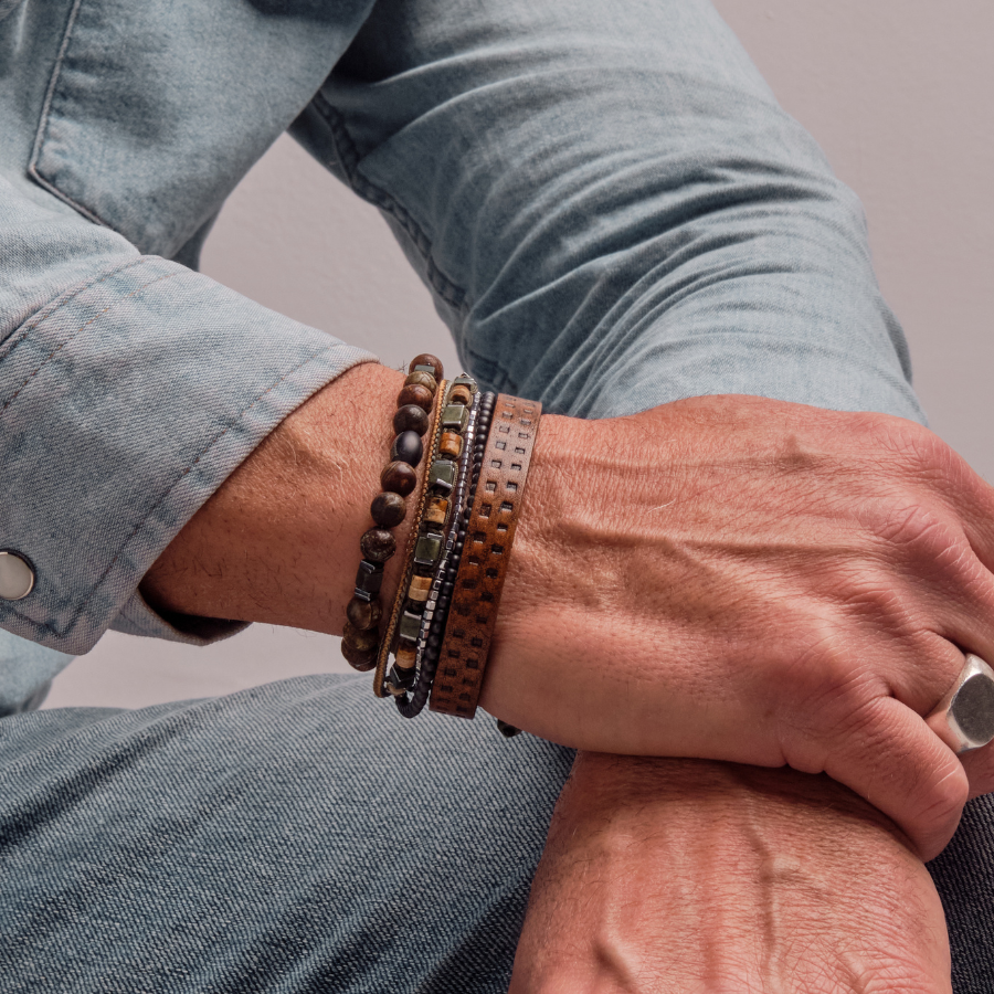 Handmade Bracelet For Men with Tibetan Agate