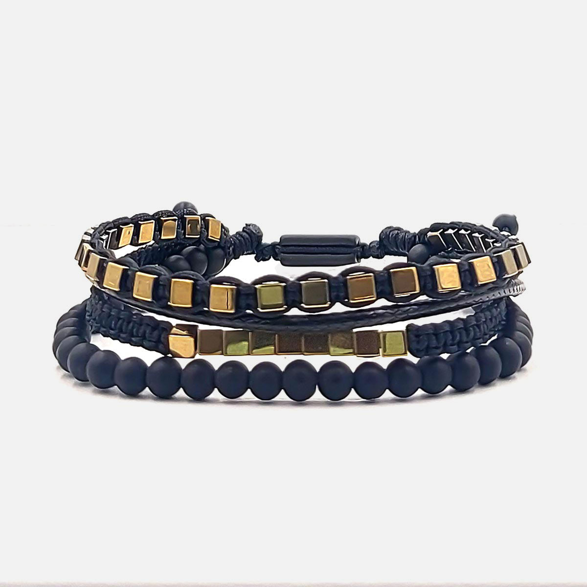 Handmade Multi-Line Bracelet For Men with Onyx