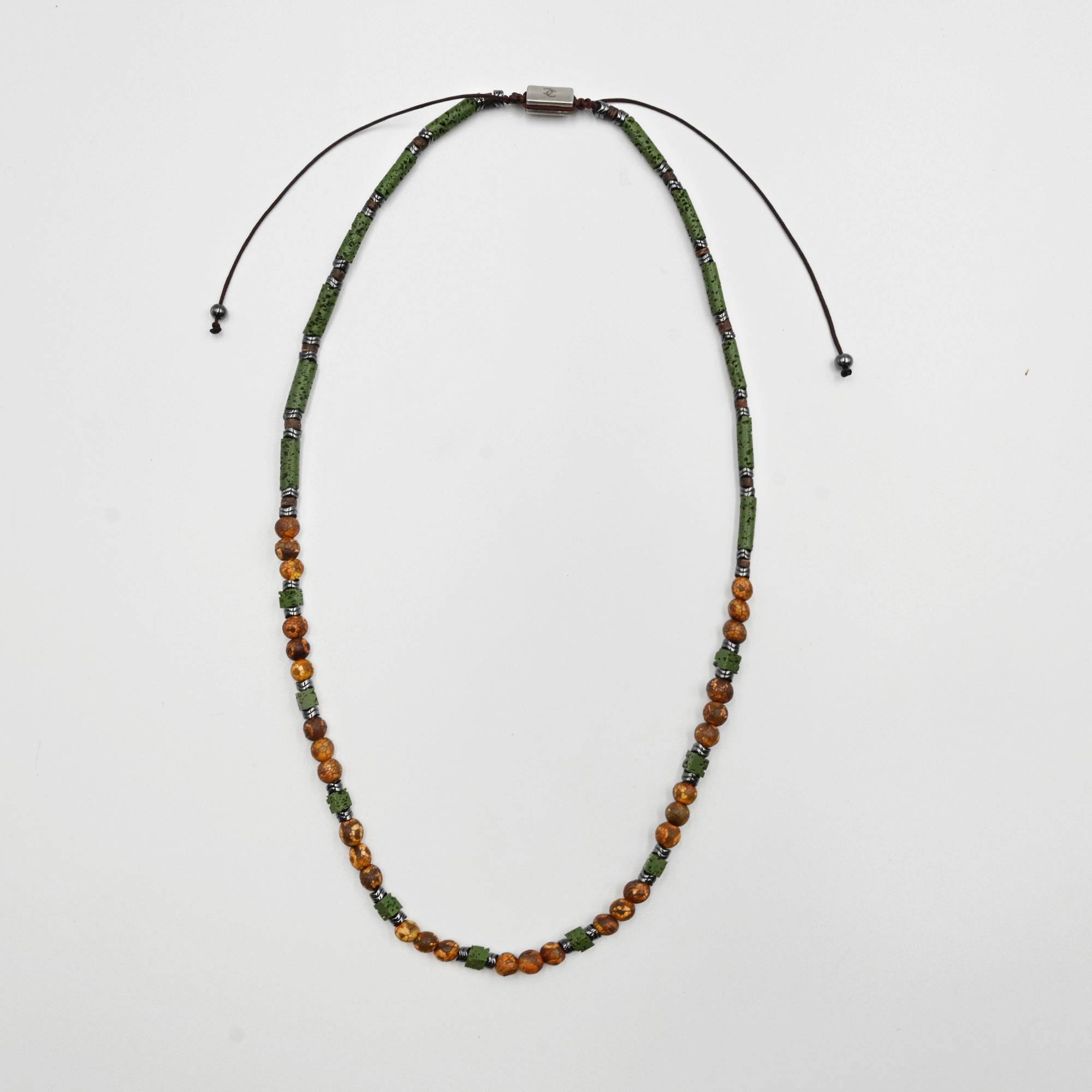 Handmade Knitted Necklace for Men with Agate