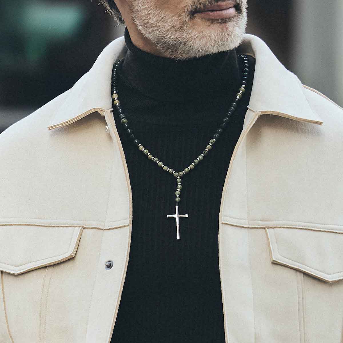 Handmade Rosary Necklace for Men with Agate