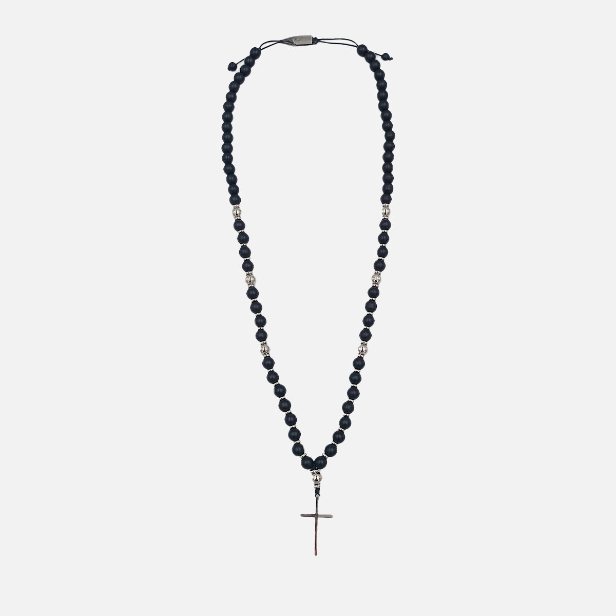 Handmade Rosary Necklace for Men with Onyx & Hematite