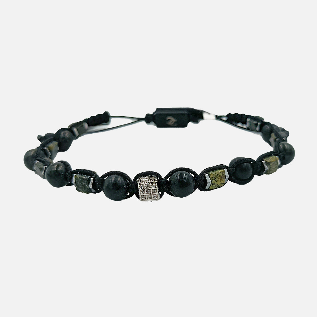 Handmade Knitted Bracelet for Men with Agate