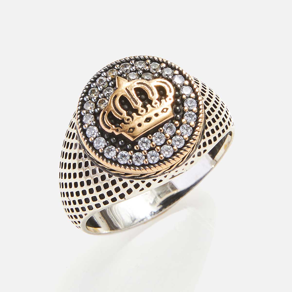 Silver Ring with Crown for Men's