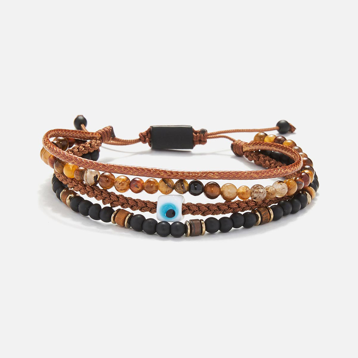 Handmade Multi-Line Bracelet For Men with Evil Eye
