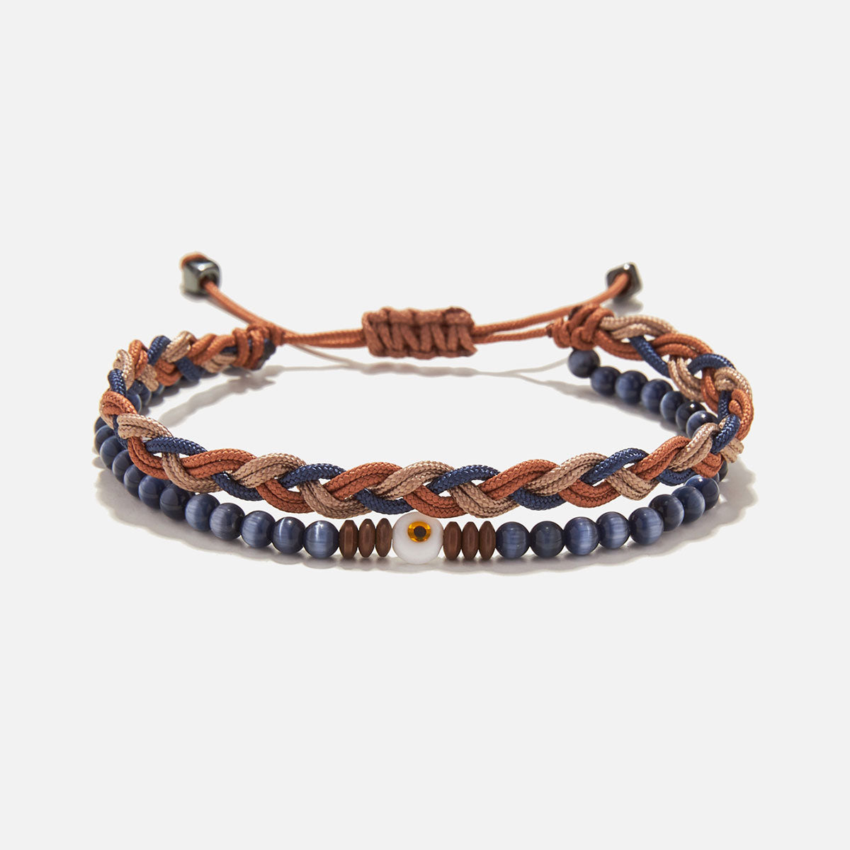 Handmade Multi-Line Bracelet For Men with Cat's Eye