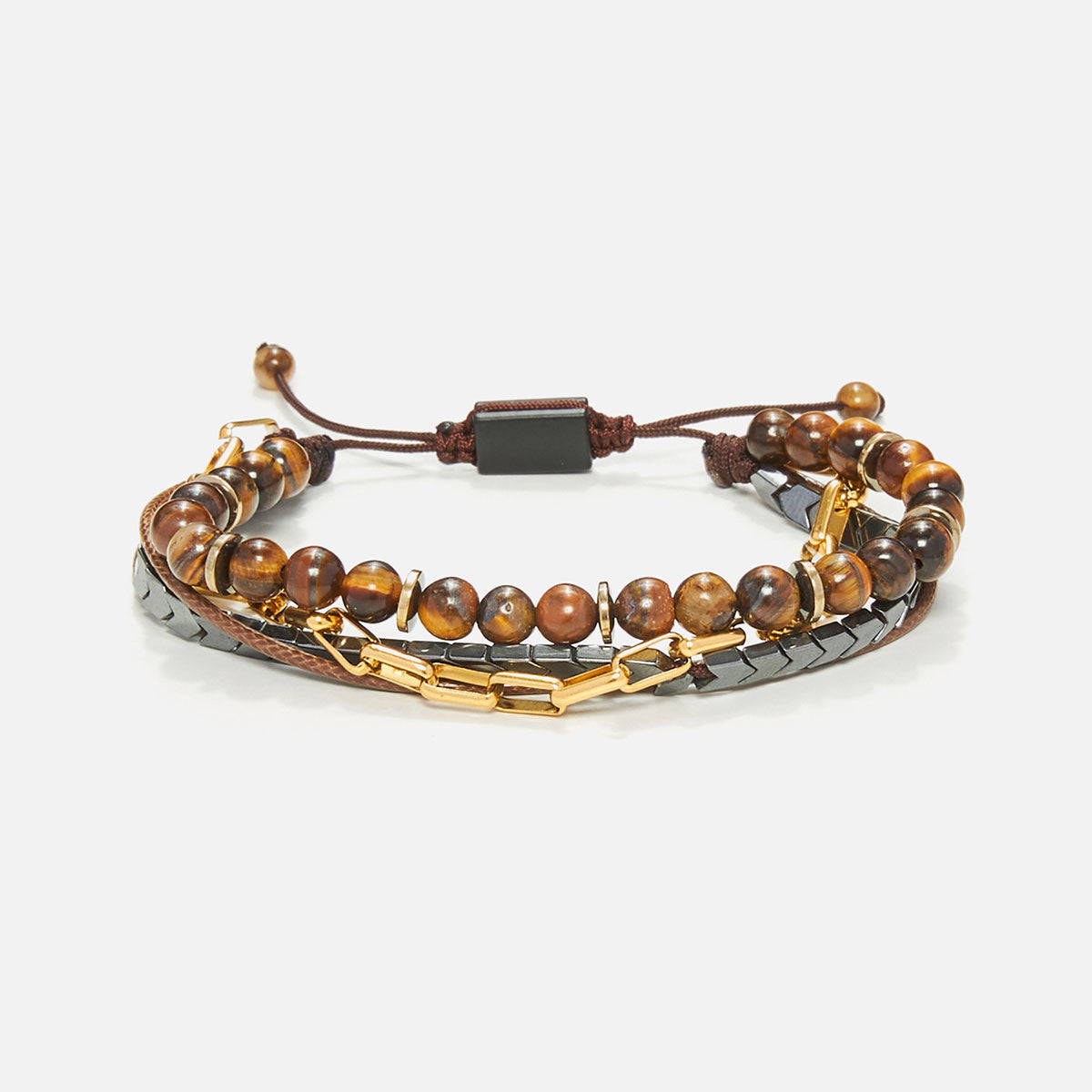 Ανδρικό Χειροποίητο Πολύσειρο Βραχιόλι με Μάτι της Τίγρης
