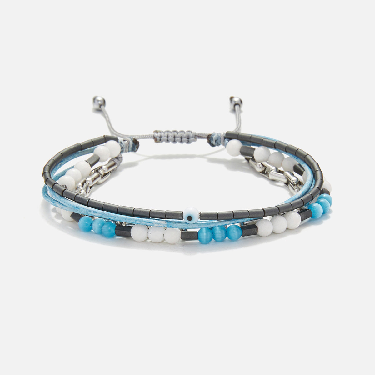 Handmade Multi-Line Bracelet For Men with Evil Eye