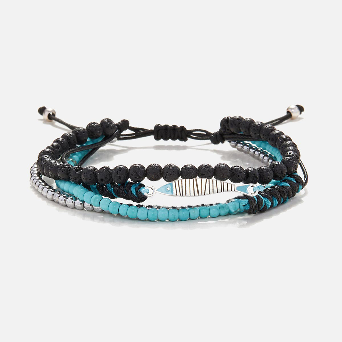 Handmade Multi-Line Bracelet For Men with Fish