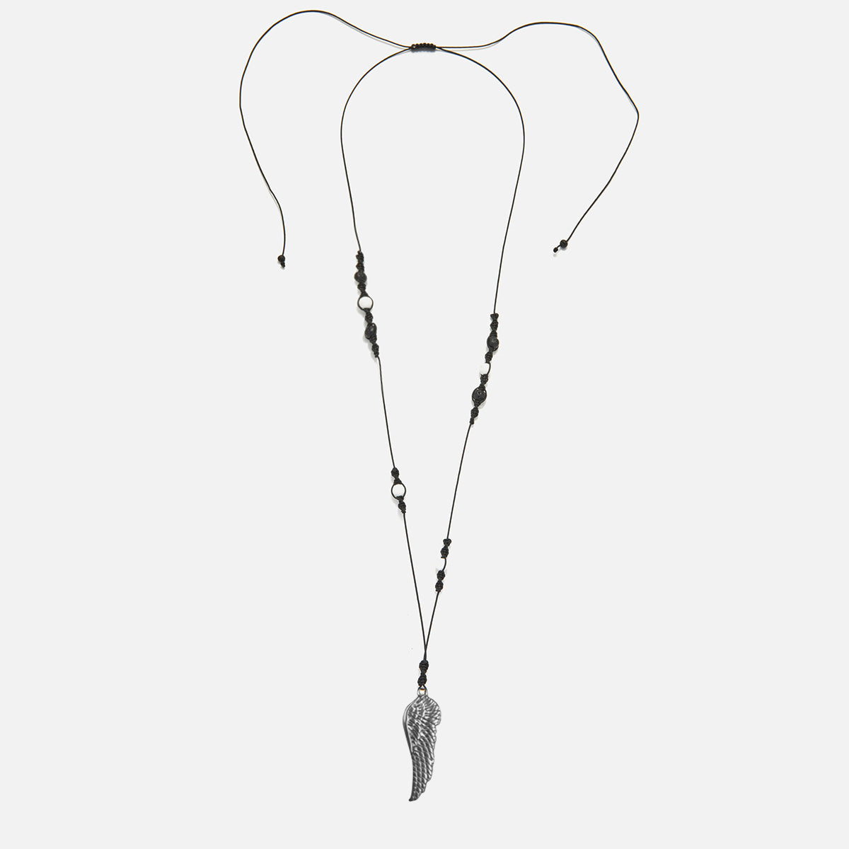 Handmade Necklace for Men with Lava & Feather