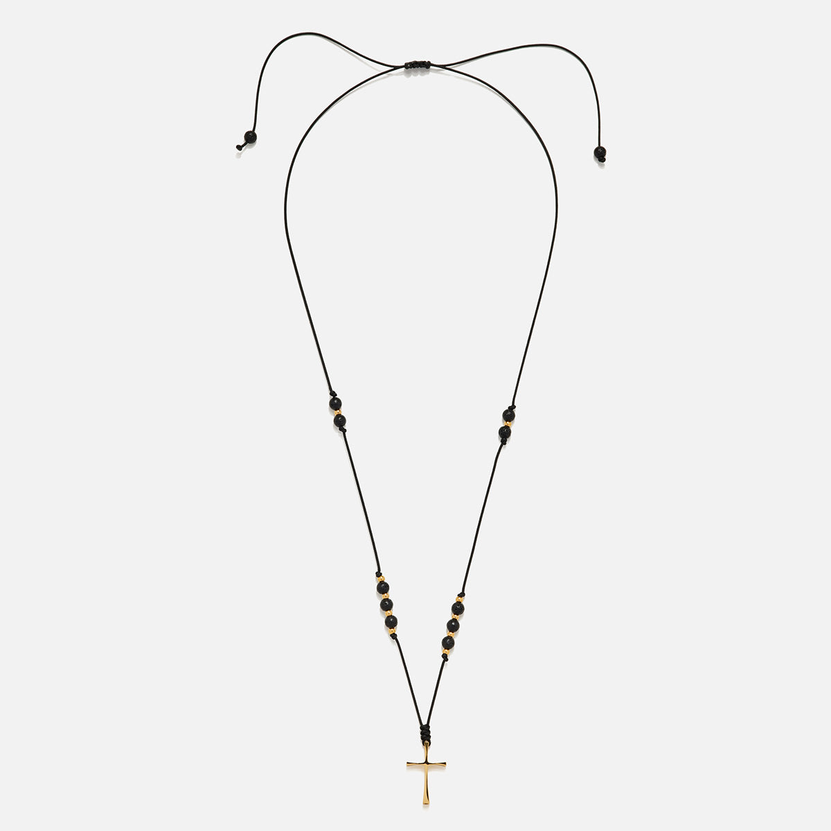 Handmade Necklace for Men with Lava & Cross