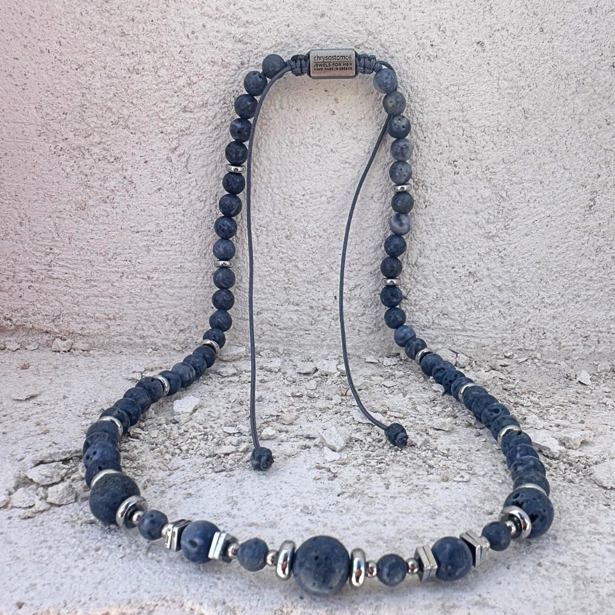 Men's Handmade Necklace with Blue Coral