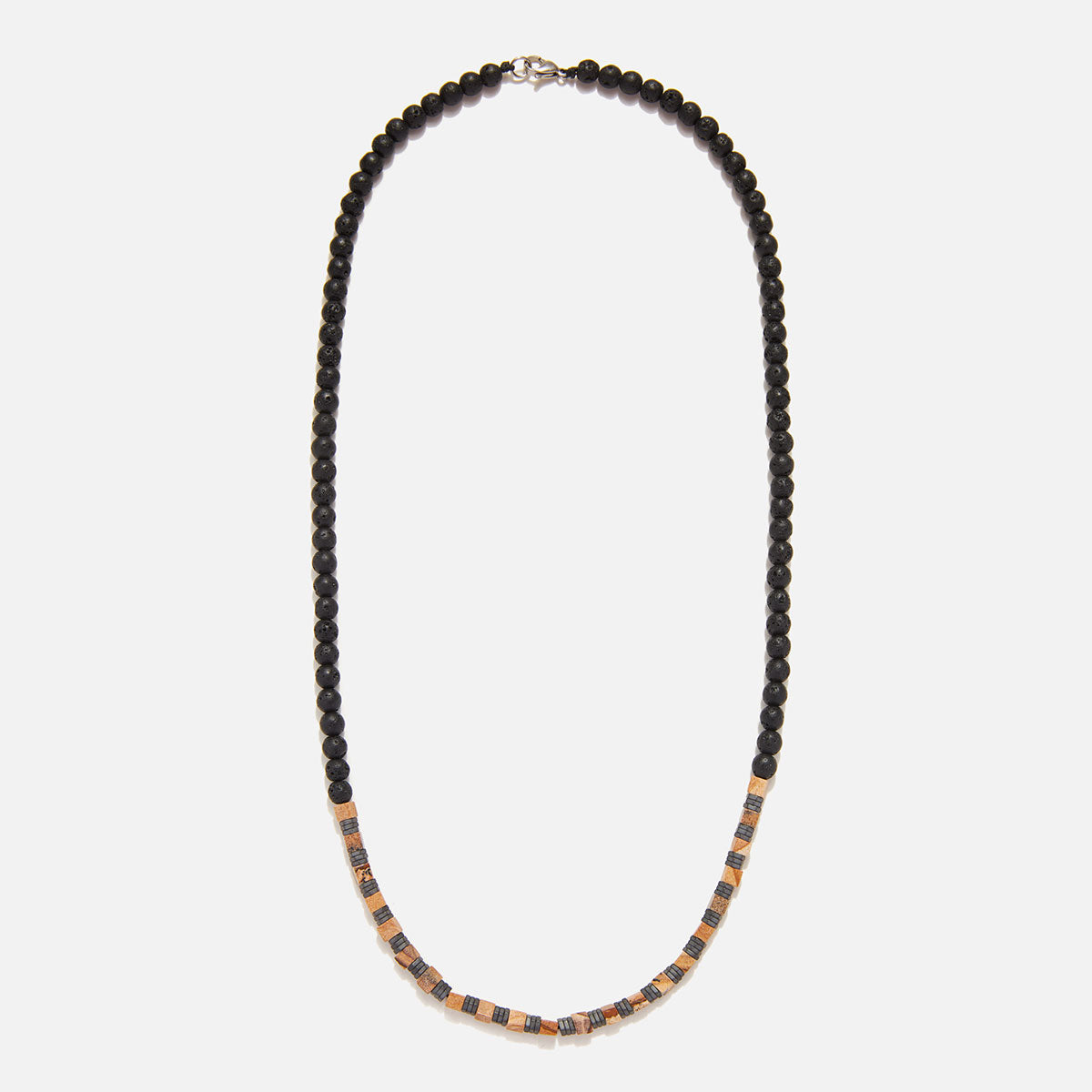 Handmade Necklace for Men with Lava & Tiger's Eye