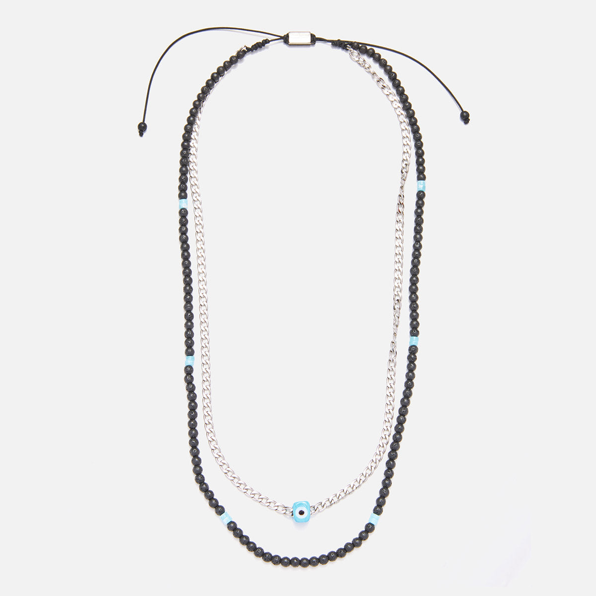 Handmade Combo Necklace for Men with Lava & Turquoise