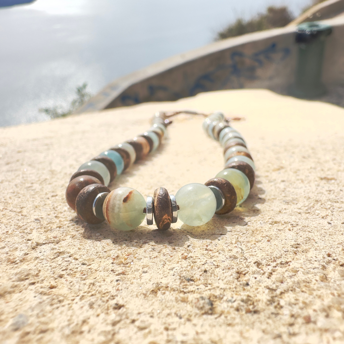 Men's Handmade Necklace With Blue Calcite