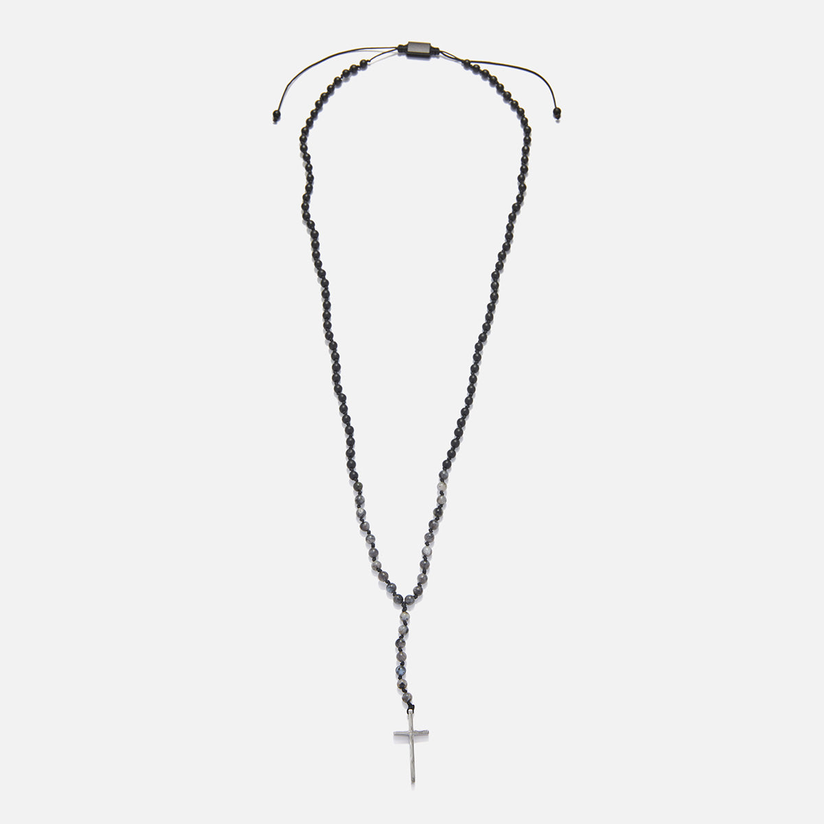 Handmade Rosary Necklace for Men with Larvikite