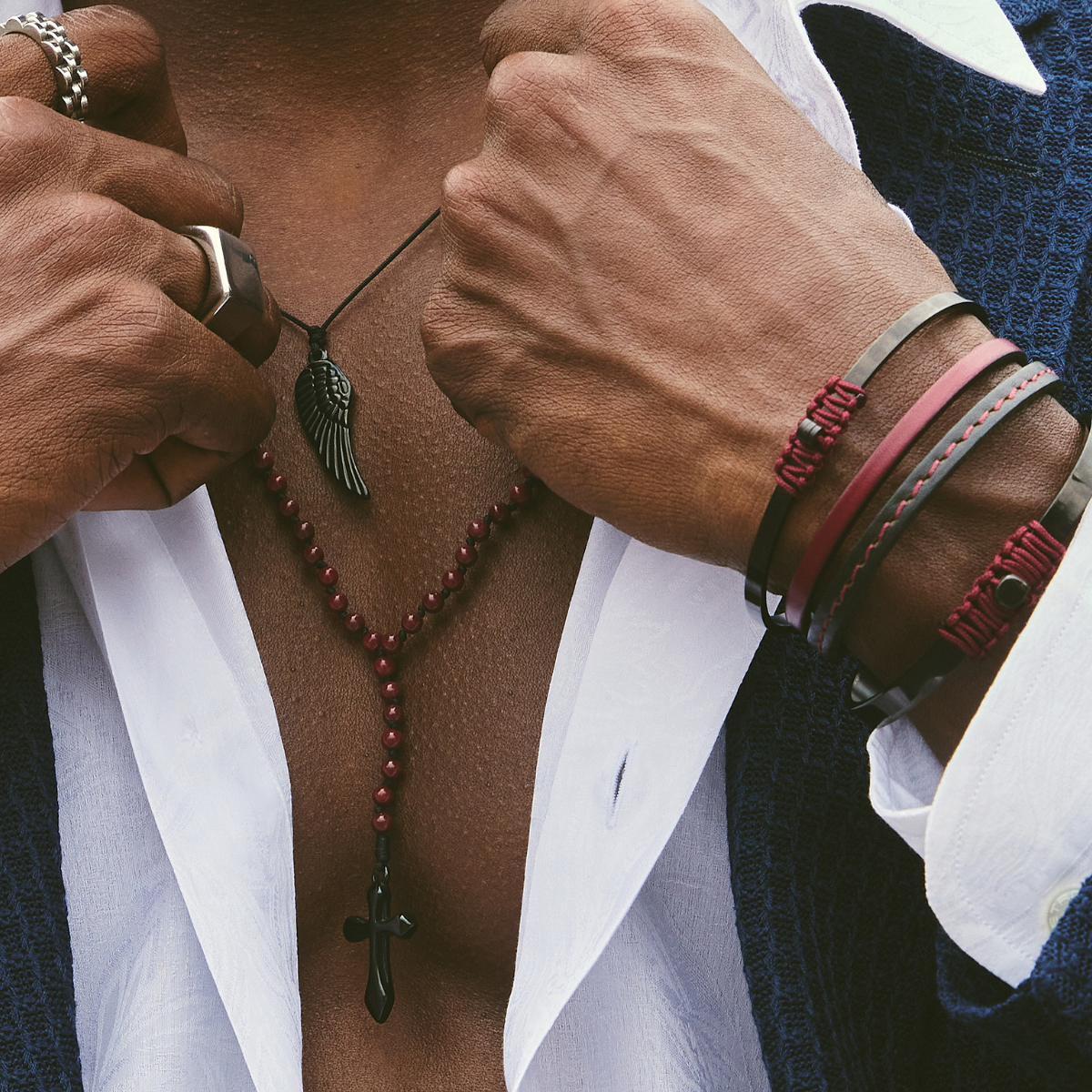 Handmade Rosary Necklace for Men with Agate
