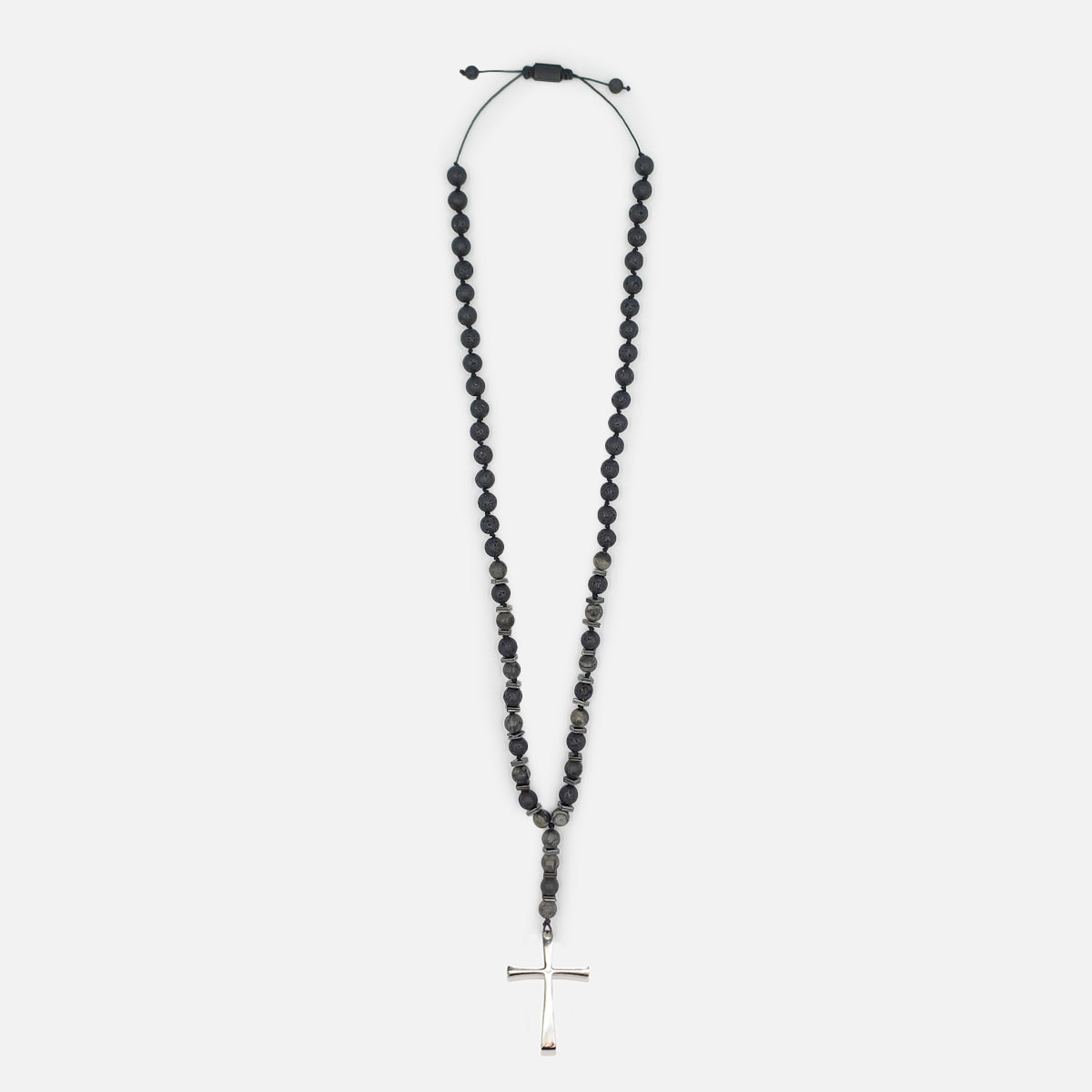 Handmade Rosary Necklace for Men with Larvikite