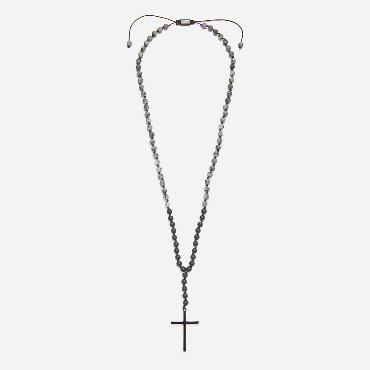 Handmade Rosary Necklace for Men with Larvikite