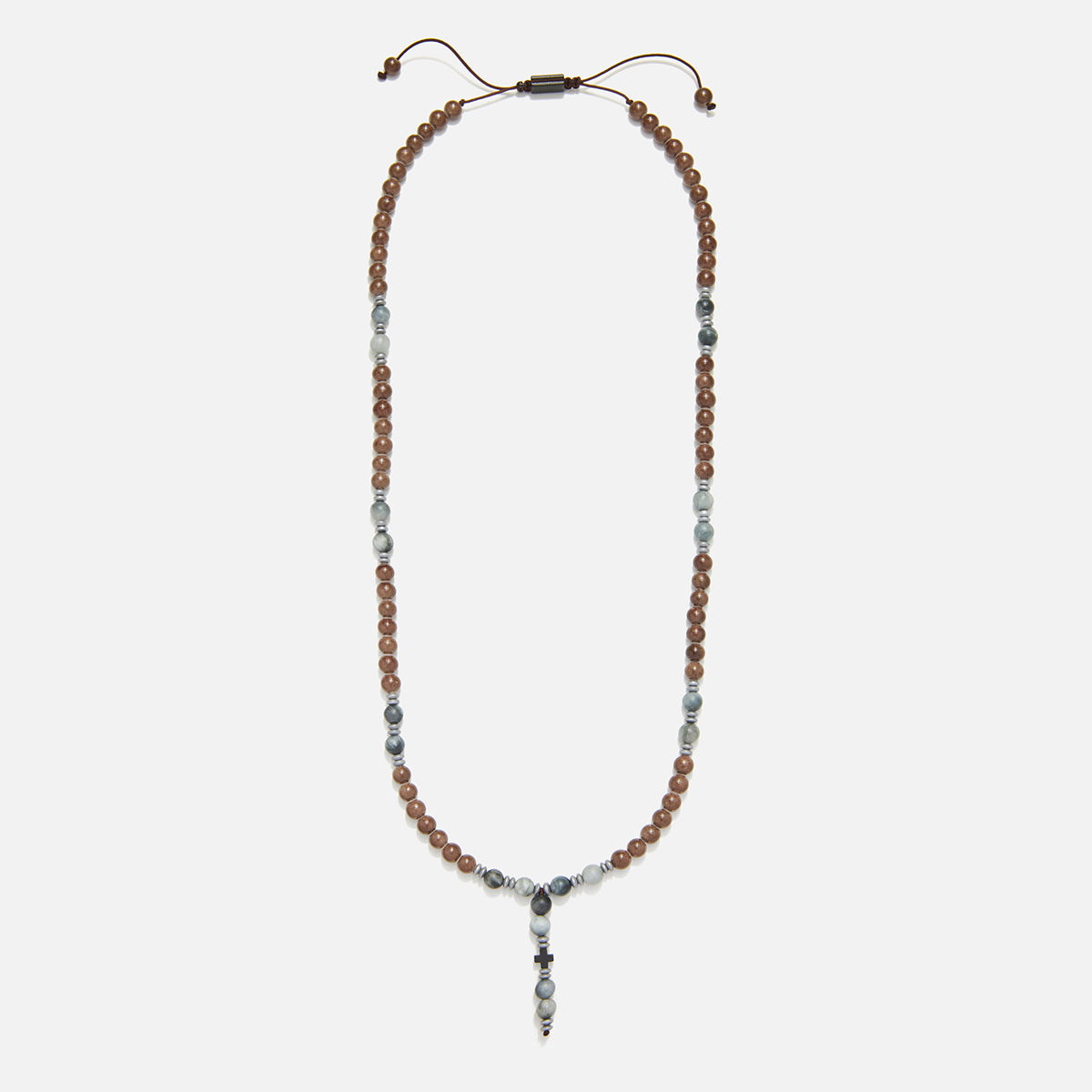 Handmade Rosary Necklace for Men with Agate & Eagle’s Eye