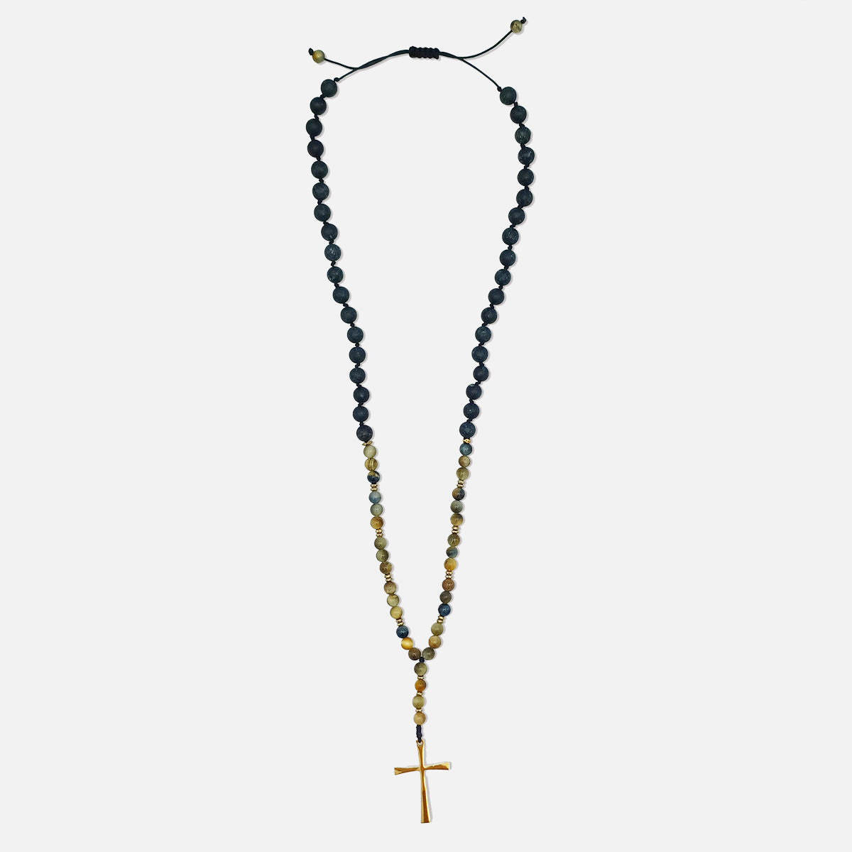 Handmade Rosary Necklace for Men with Onyx & Tiger's Eye