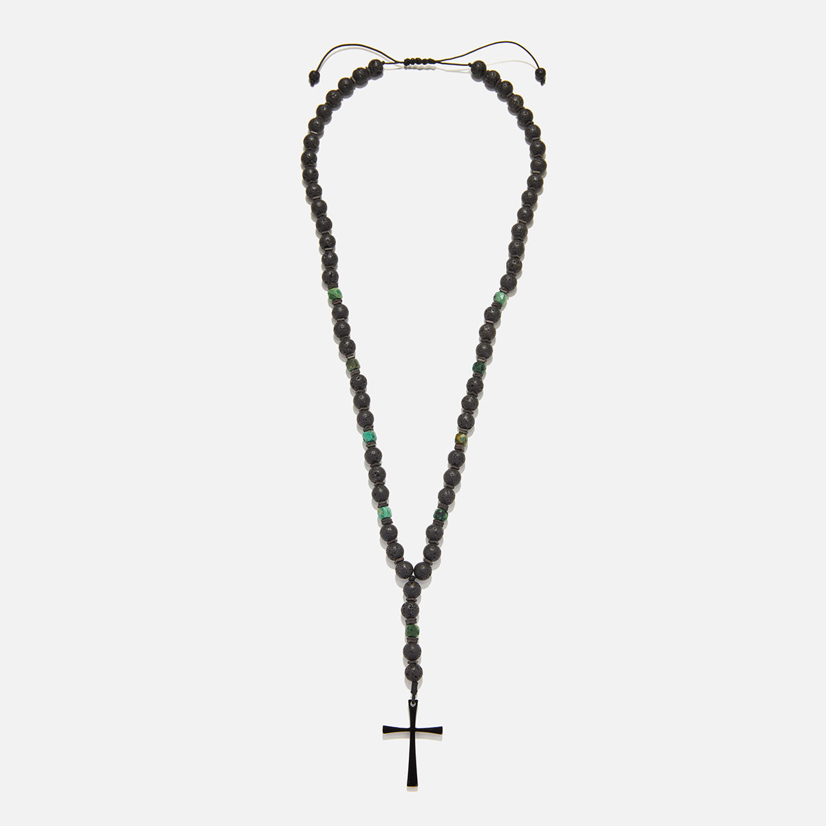 Handmade Rosary Necklace for Men with Lava