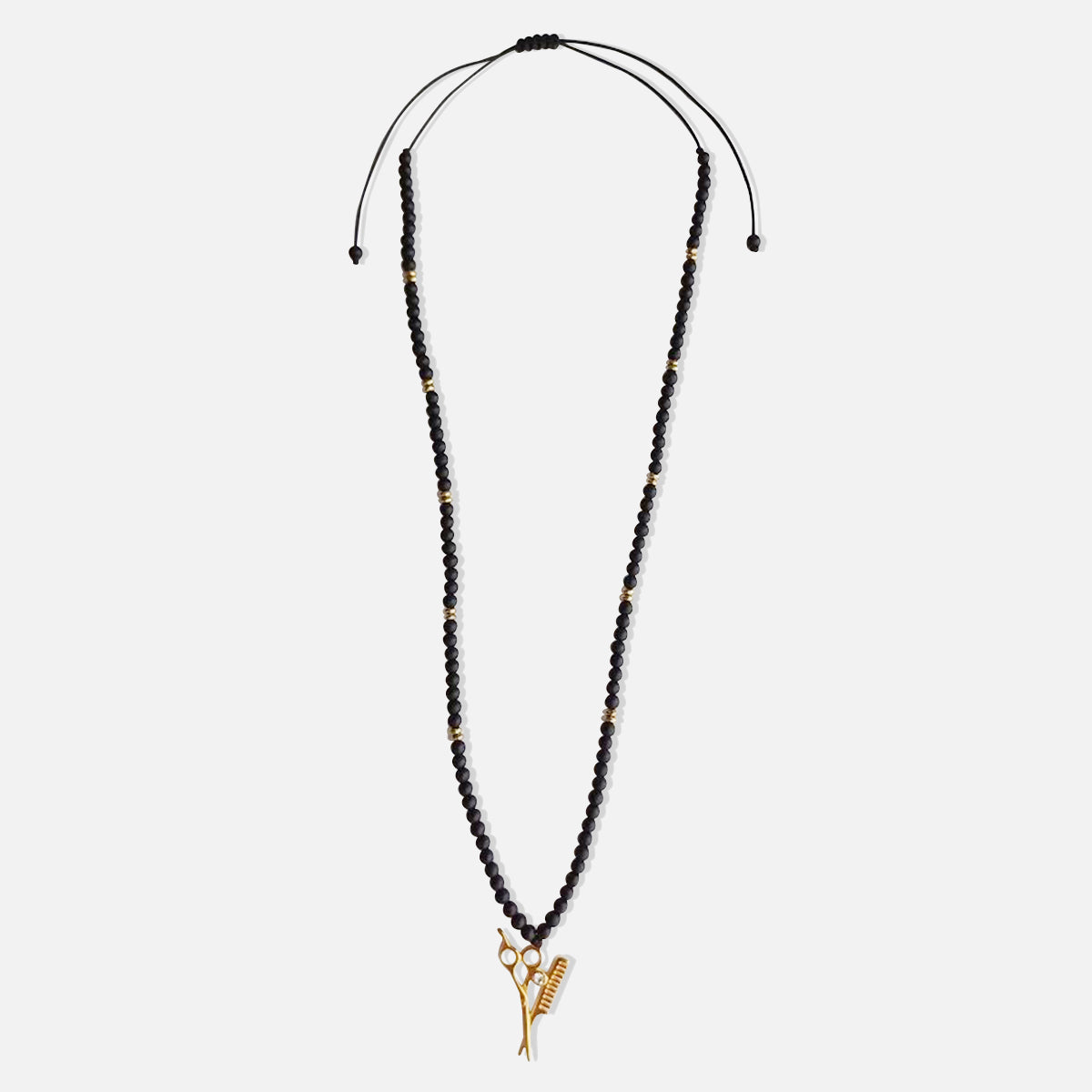 Barber Necklace with Onyx & Scissors