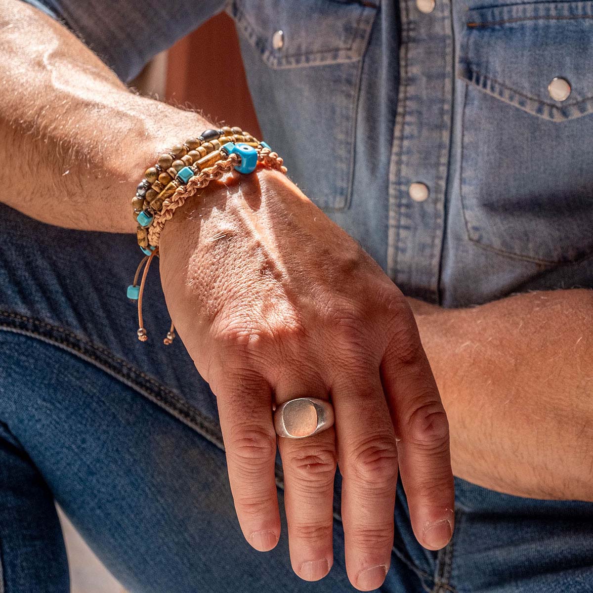 Handmade Bracelet For Men with Jasper & Coconut