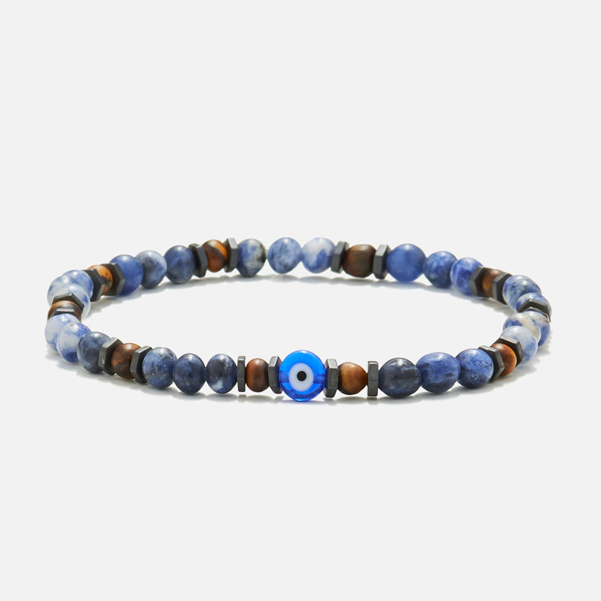 Handmade Bracelet For Men with Sodalite, Tiger’s Eye & Evil Eye