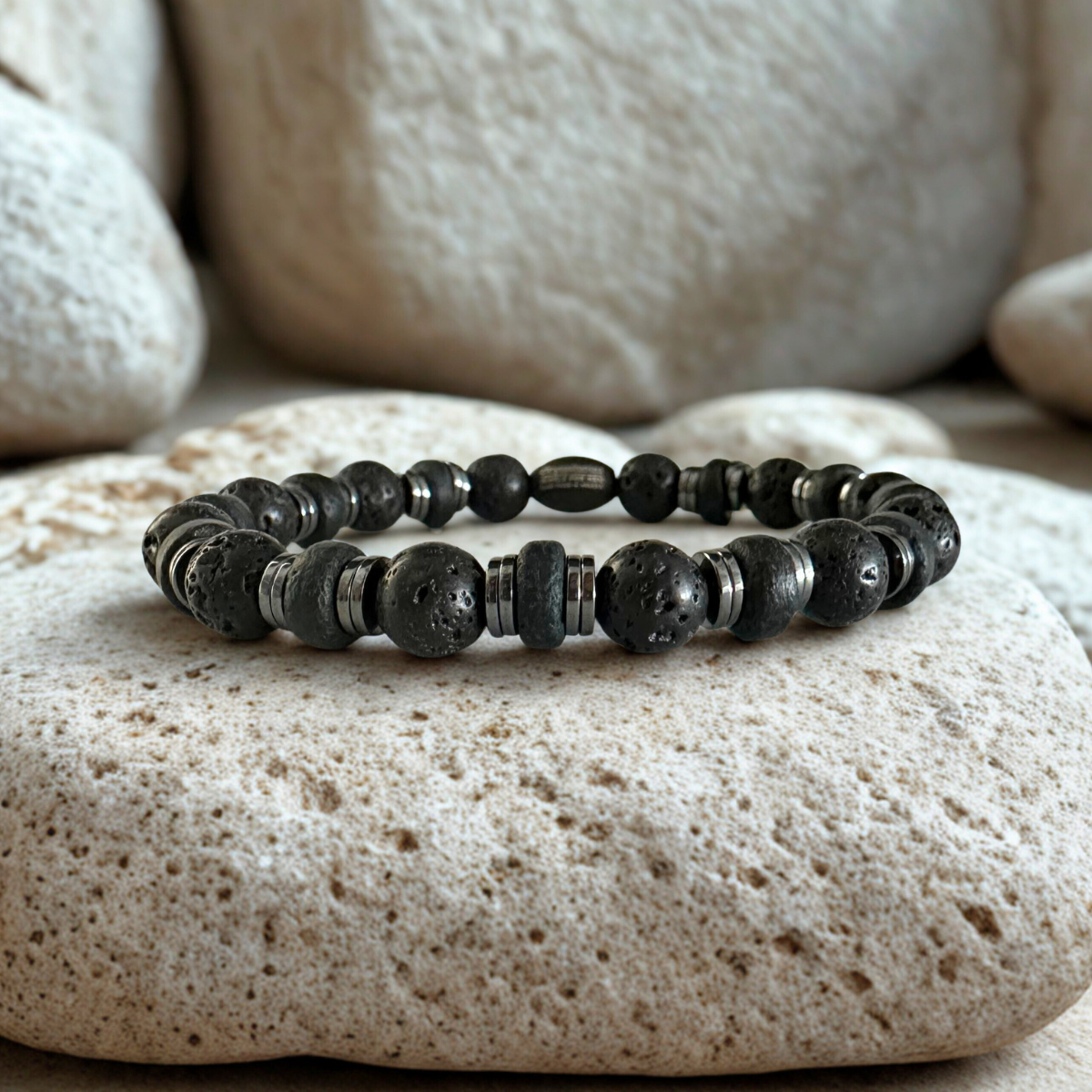 Handmade Bracelet For Men with Lava