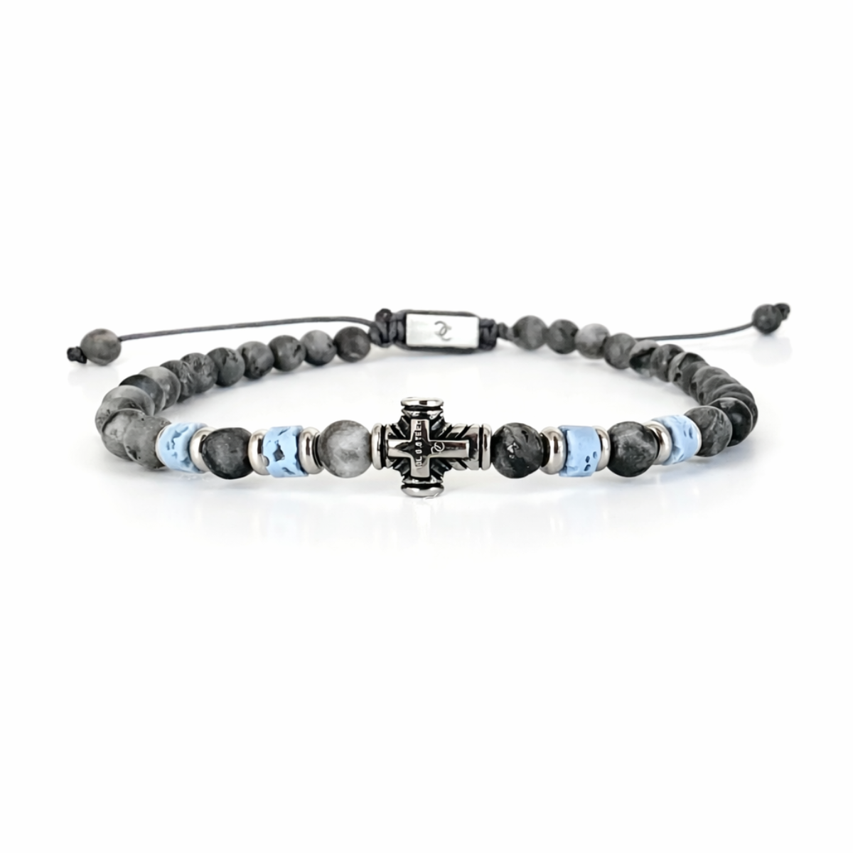 Men's Handmade Bracelet with Larvicite and Lava