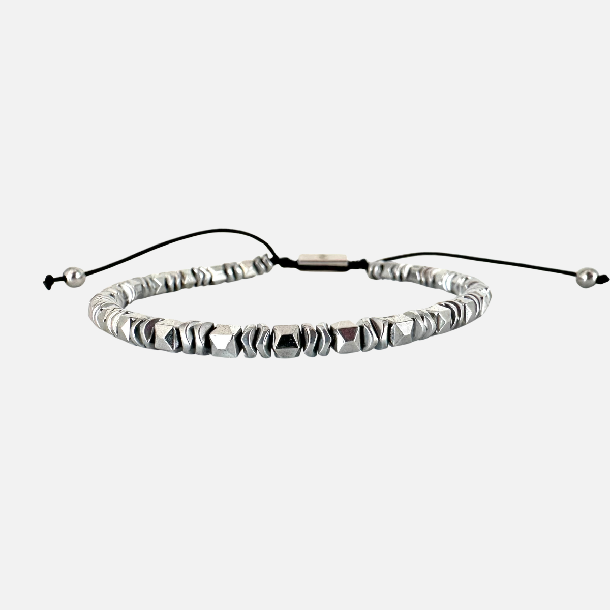 Men's Handmade Bracelet with Silver Hematites.