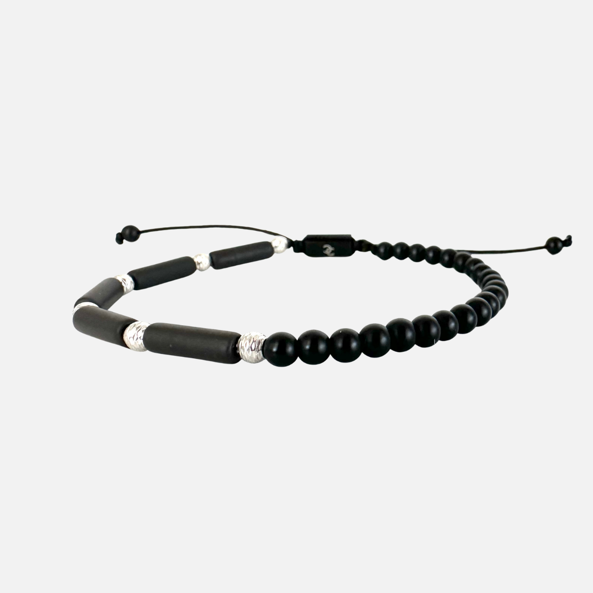 Men's Handmade Bracelet with Onyx and Steel