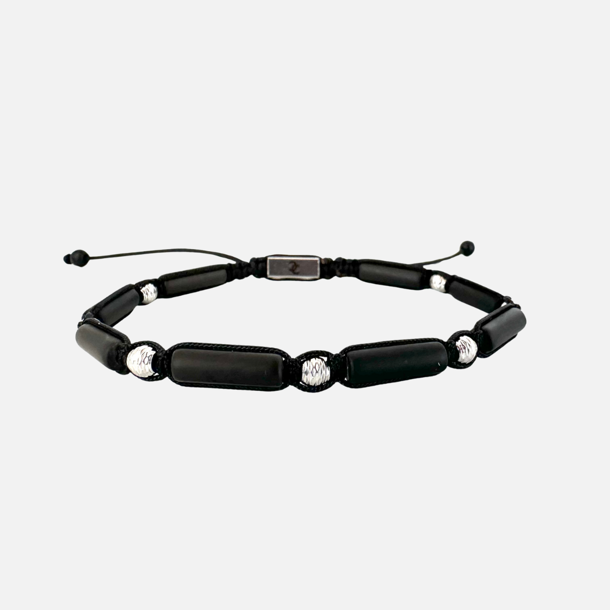 Men's Handmade Bracelet with Onyx and Steel