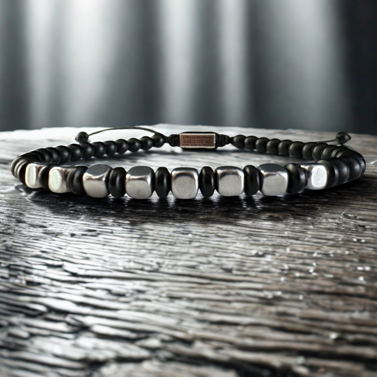 Men's Handmade Bracelet with Onyx & Hematite
