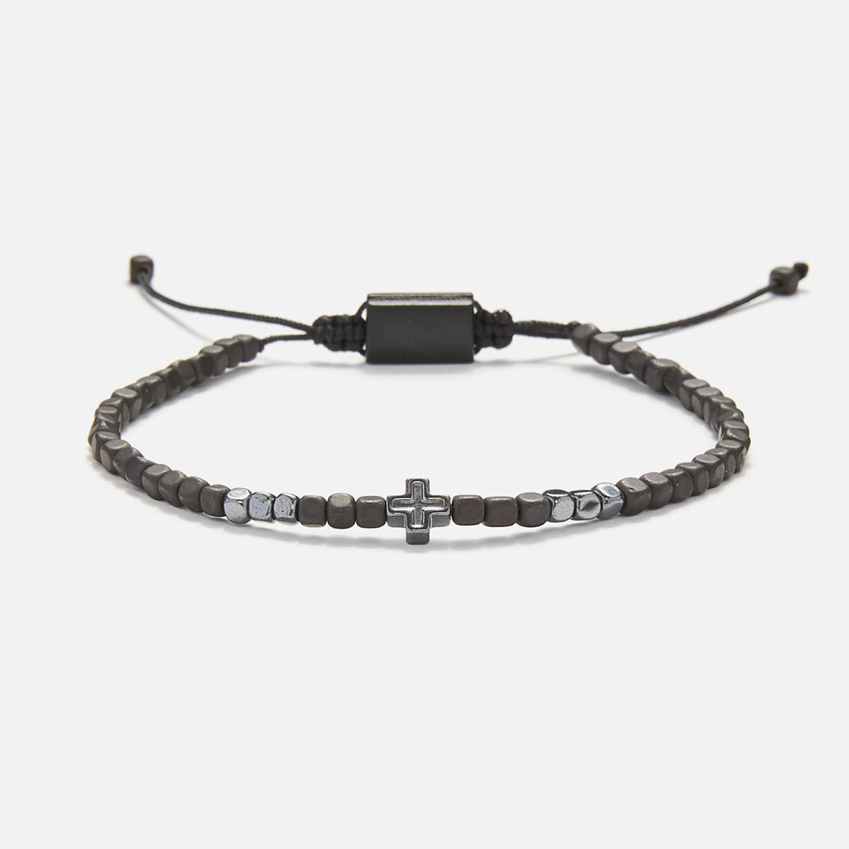 Handmade Bracelet for Men with Cross & Hematite