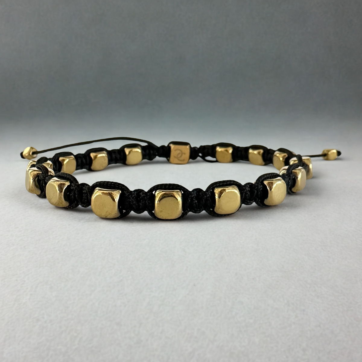 Men's Handmade Knitted Bracelet with Gold Hematite