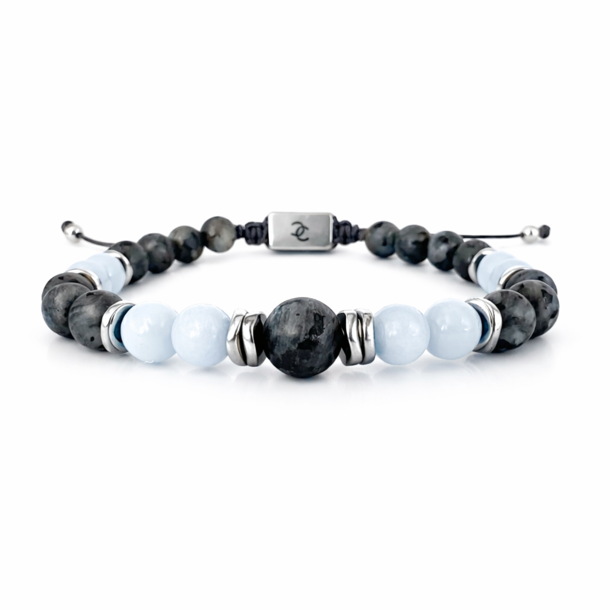Men's Handmade Bracelet with Larvicite and Angelite