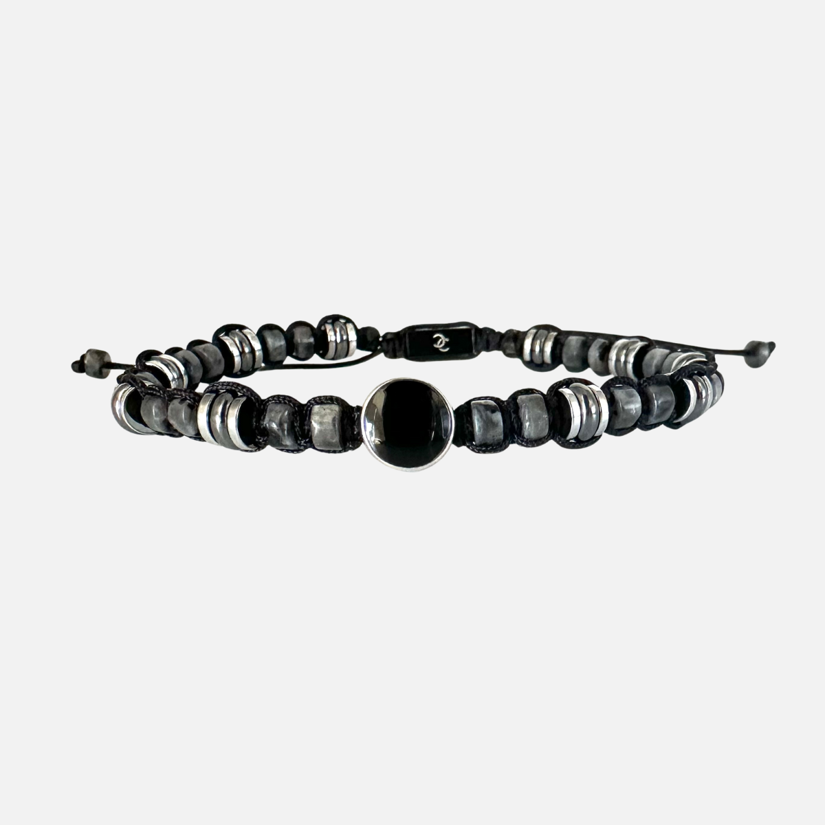 Men's Handmade Knitted Bracelet with Larvikite