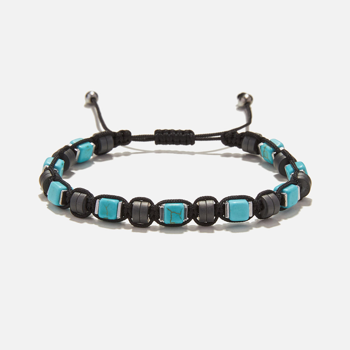 Handmade Knitted Bracelet for Men with Turquoise