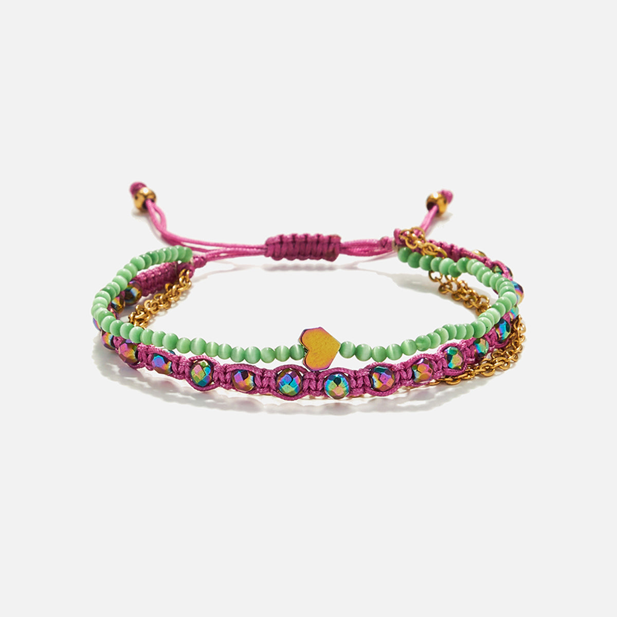 Handmade Multi-Line Bracelet For Woman with Cat's Eye & Hematite