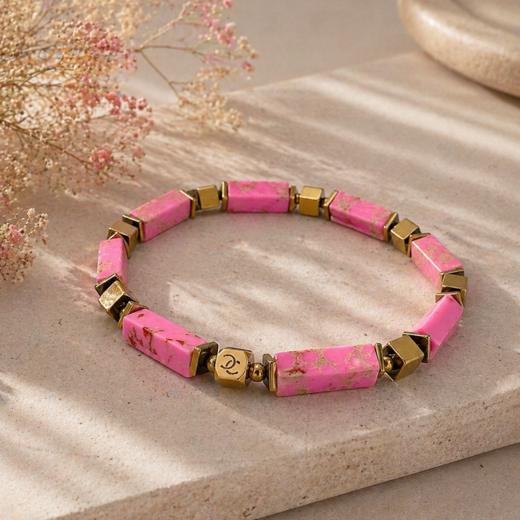 Γυναικείο Χειροποίητο Βραχιόλι με Imperial Pink Stone