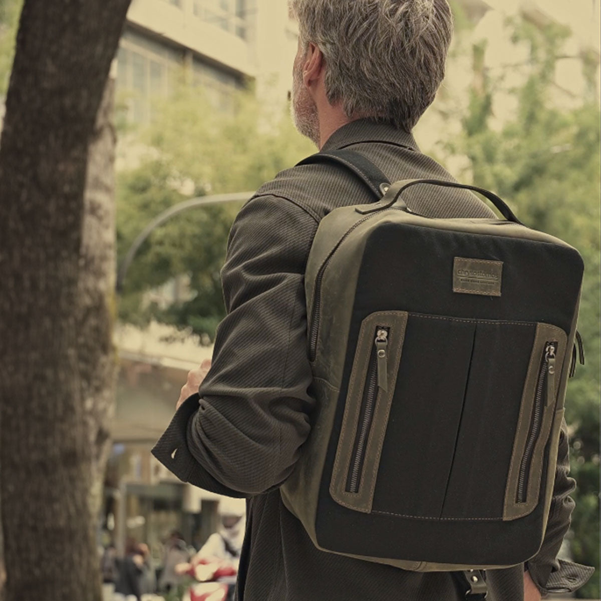 Square Leather BackPack